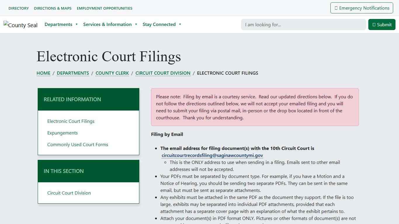 County of Saginaw, MI - Electronic Court Filings